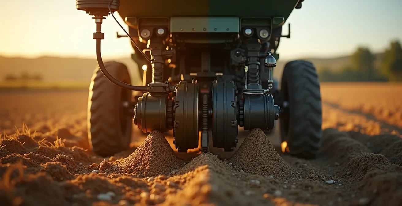 Comparación visual entre sembradora mecánica y neumática en campo español