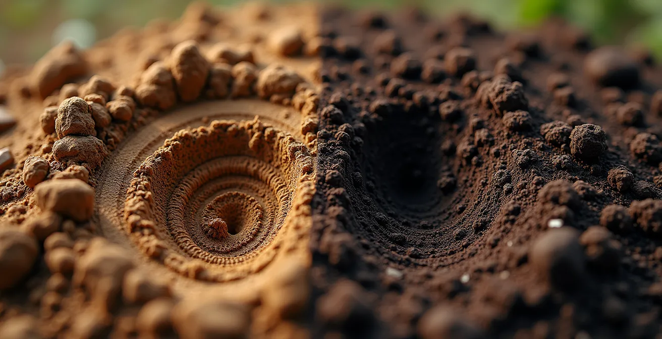 Comparación visual de la estructura del suelo entre siembra directa y laboreo convencional