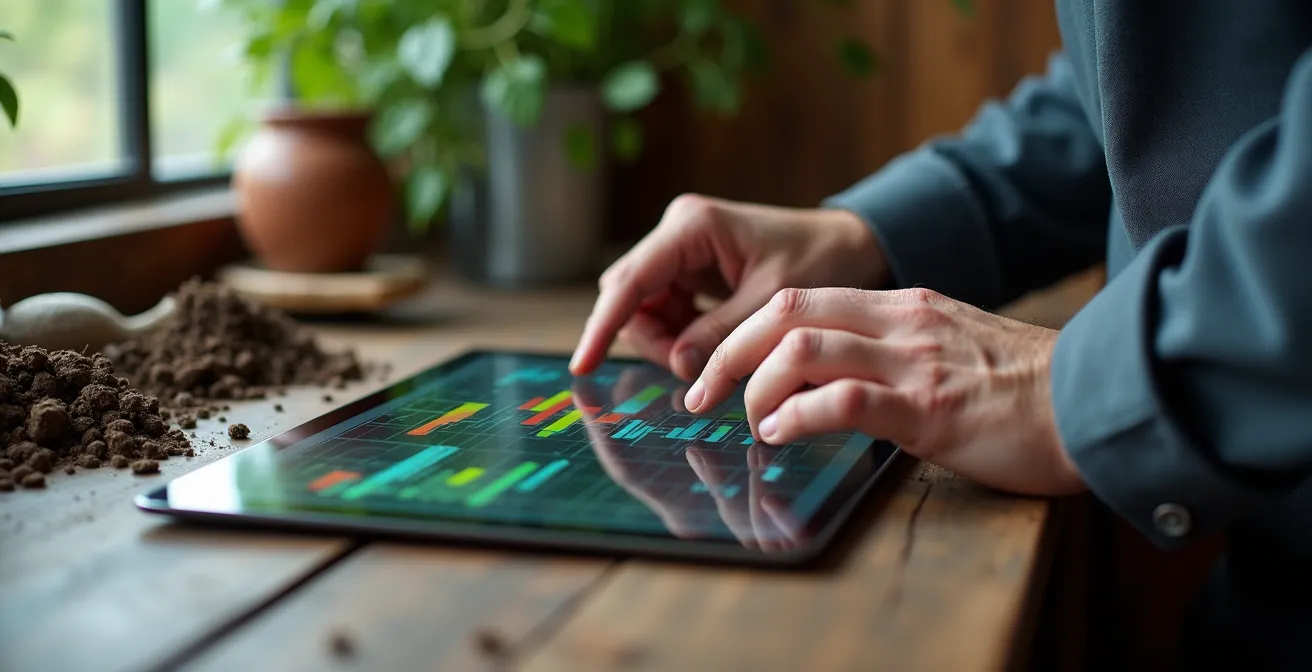 Dashboard de control agrícola mostrando métricas en tiempo real de una explotación española