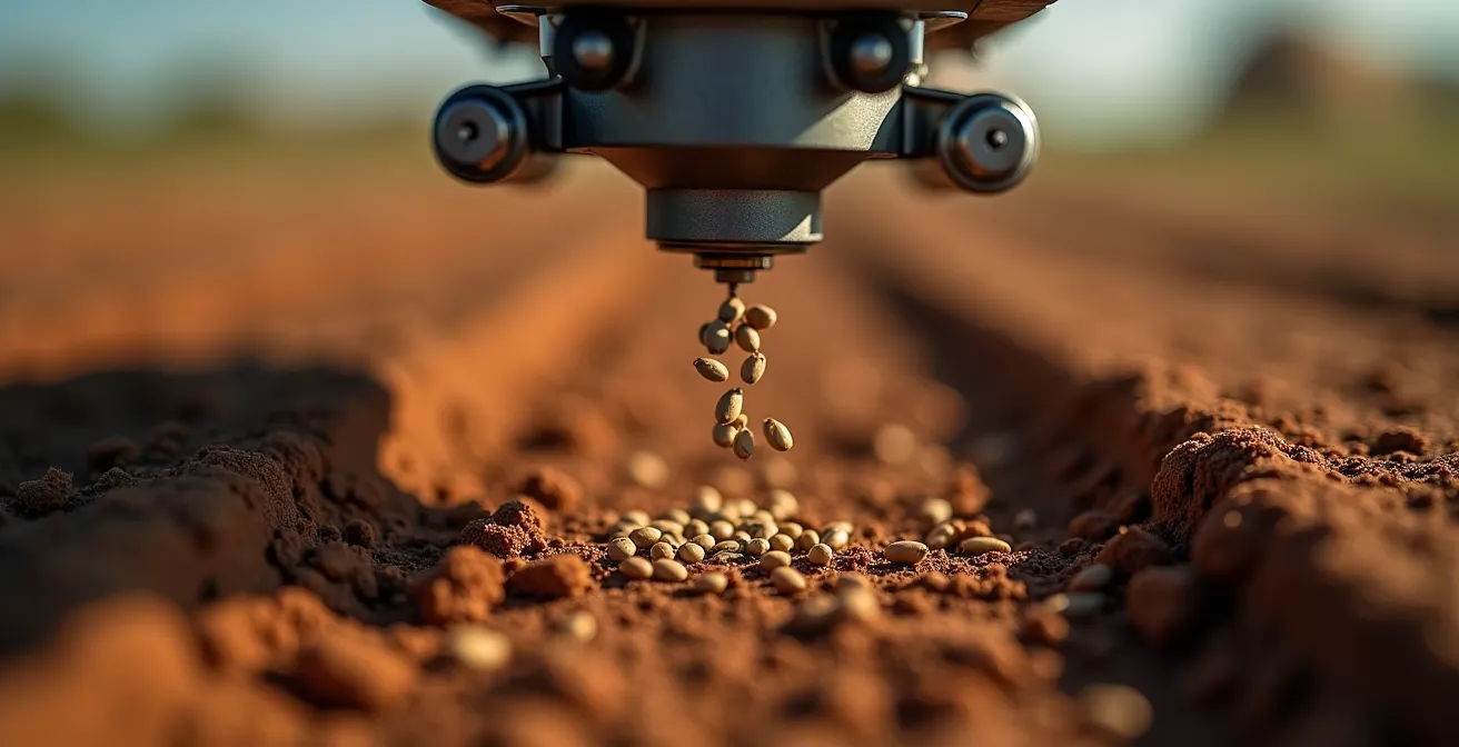 Tractor moderno con sistema GPS trabajando en campo español aplicando fertilización variable