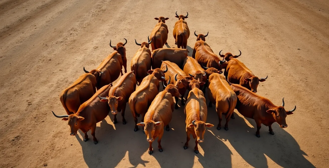 Diagrama visual de estrategia de acoplamiento genético en ganado vacuno