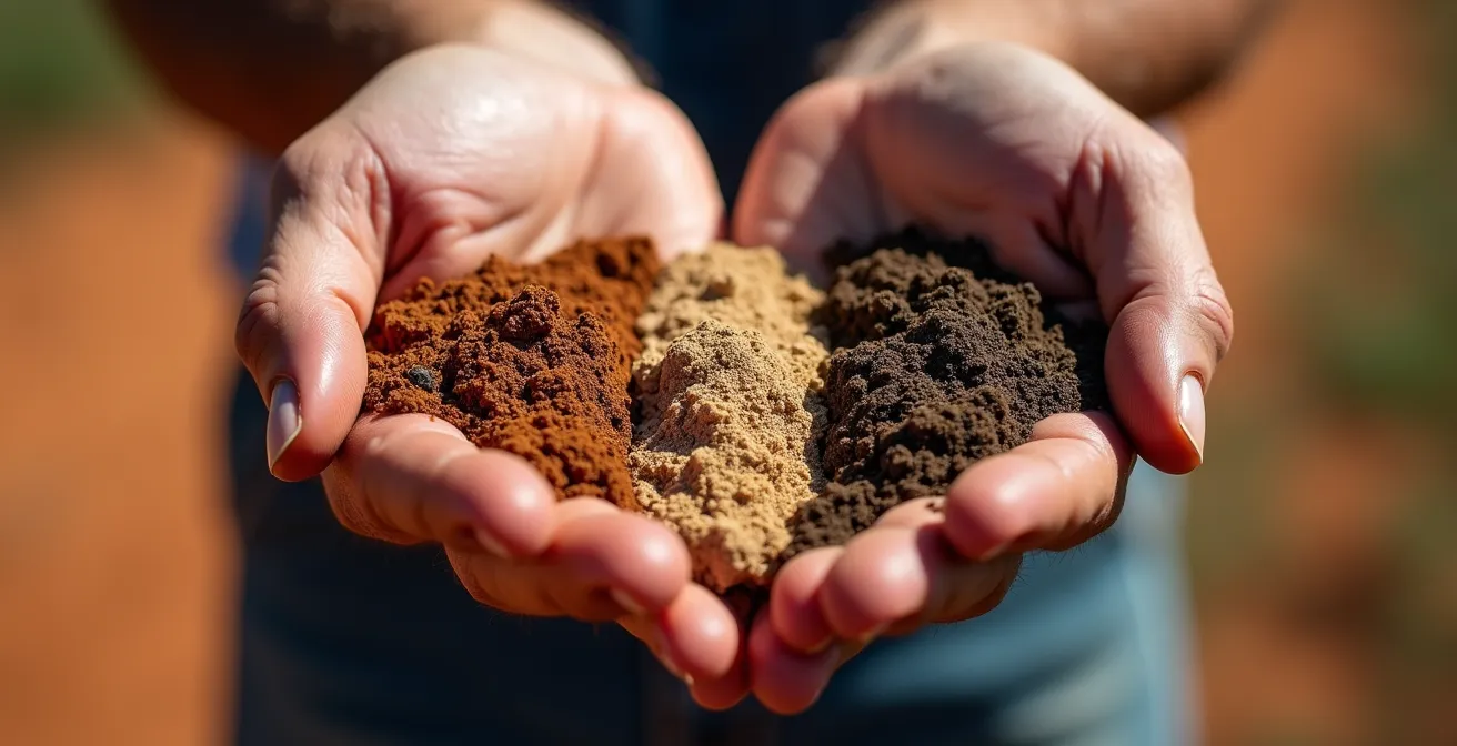 Visualización de un campo dividido en zonas con diferentes niveles de estabilidad productiva marcadas por gradientes de color