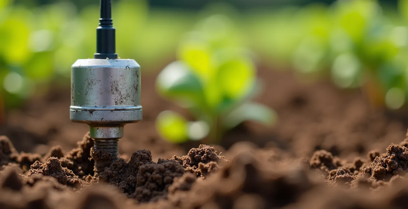 Red de sensores IoT inalámbricos instalados en campo de cultivo con conexión a la nube