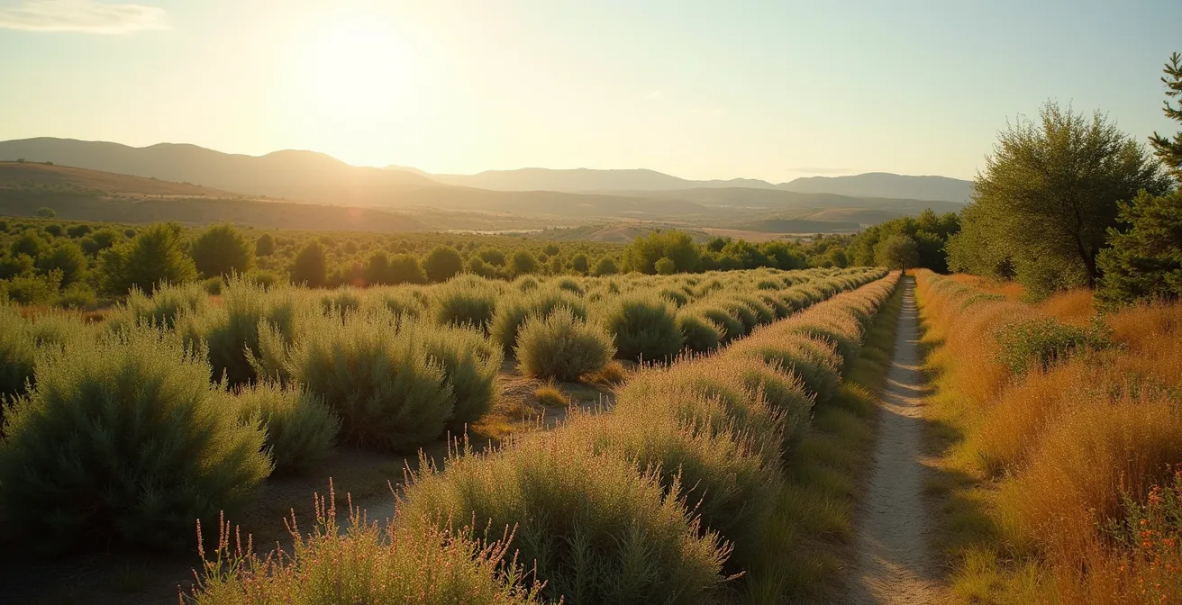Seto mediterráneo con plantas auxiliares para control biológico de plagas