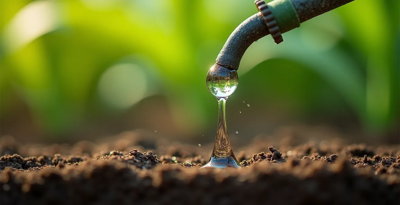 Sistema de riego por goteo con tubería de fertirrigación en cultivo intensivo