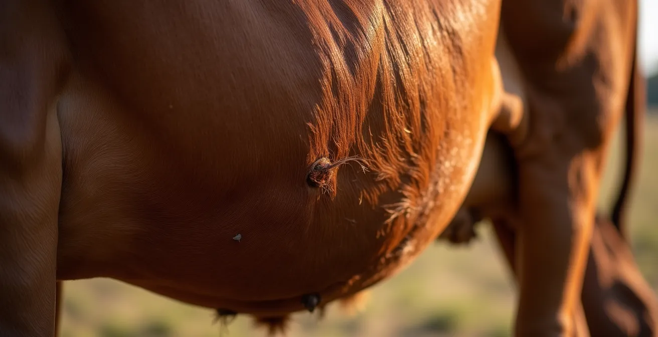 Vaca en periodo seco con óptima condición corporal para el parto